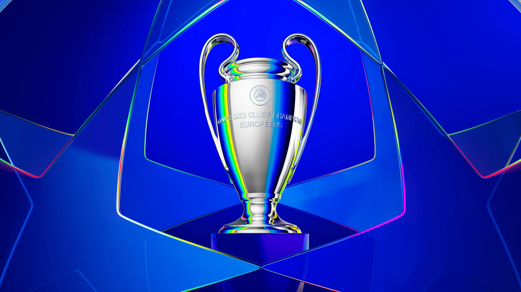 The UEFA Champions League trophy on display before the 2026-27 season