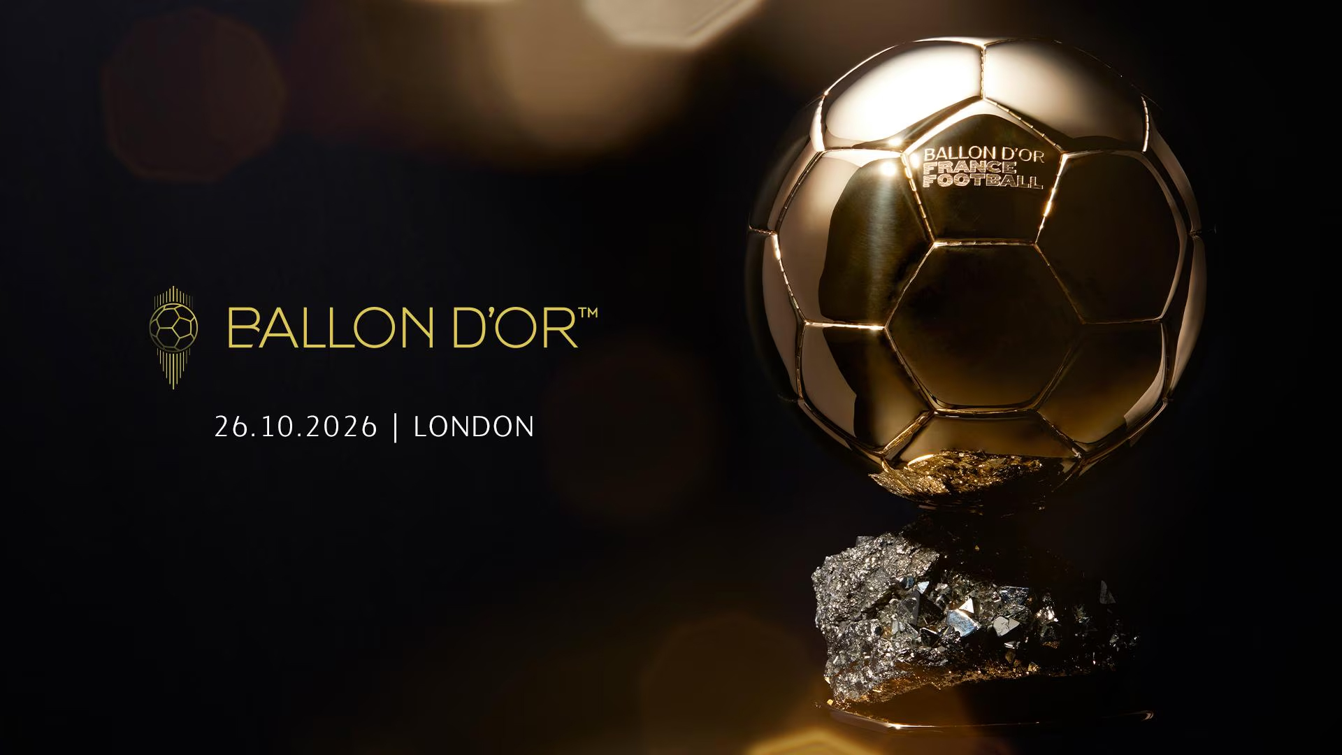 The Ballon d'Or trophy ahead of the 2026 nominee announcement