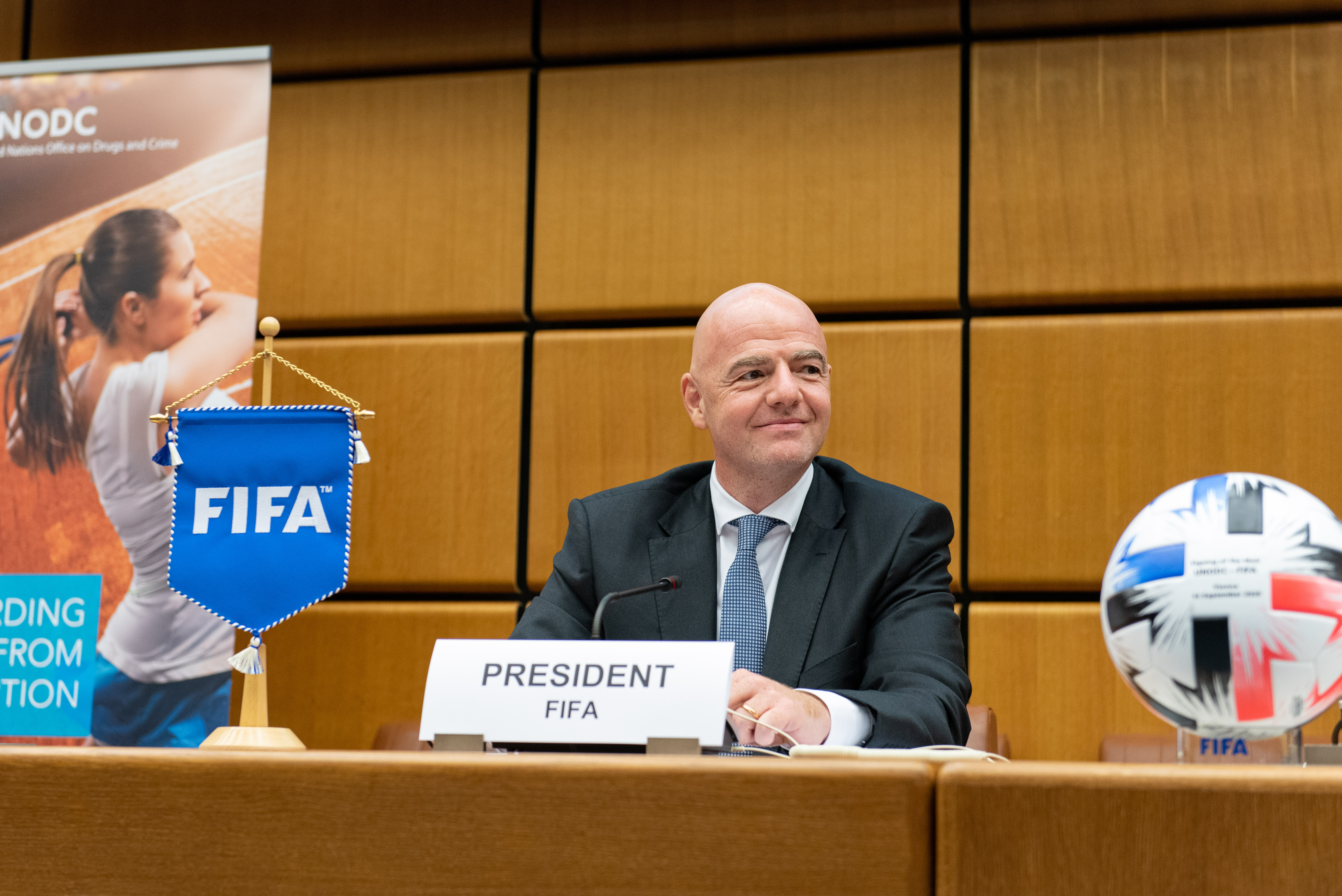 Gianni Infantino at a FIFA press conference