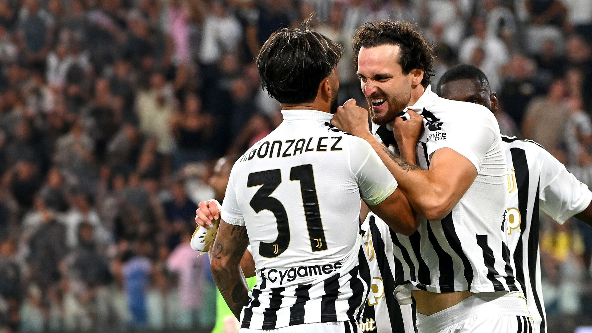 Federico Gatti celebrating his late equaliser for Juventus against AC Milan