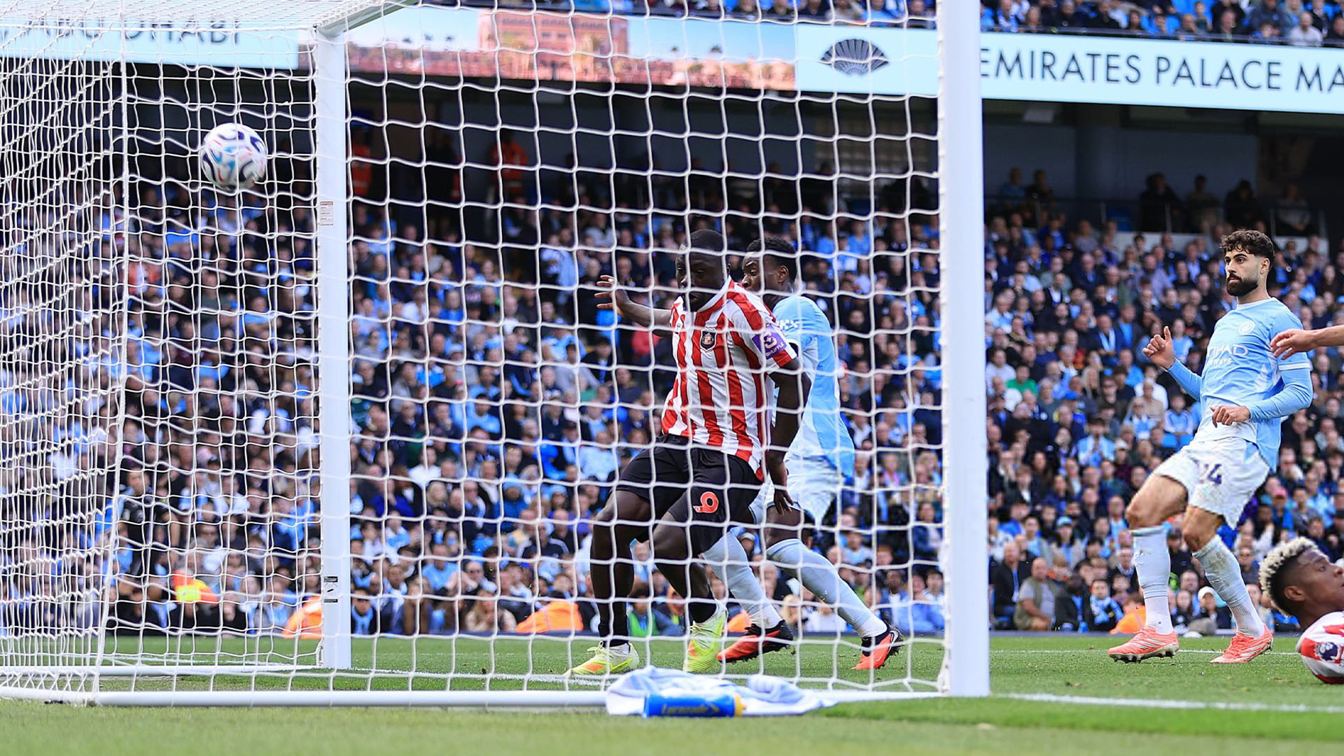 Erling Haaland celebrates scoring for Manchester City against Sunderland