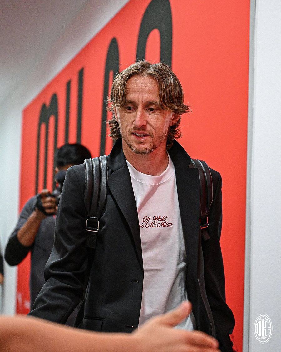Luka Modric arrives at AC Milan's training ground