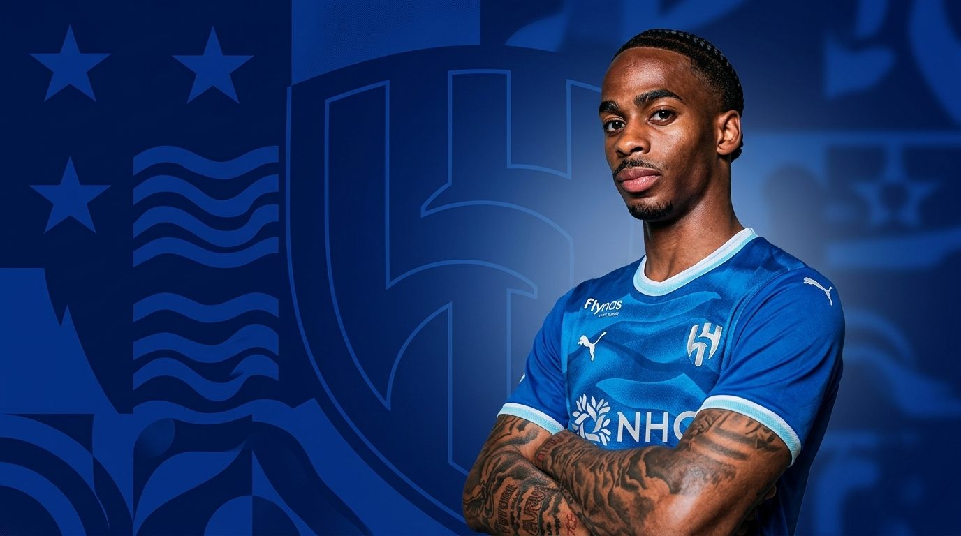 Crysencio Summerville poses in Al Hilal training kit after agreeing his transfer from West Ham